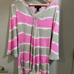 INC International Concepts Pink and Gray Tunic